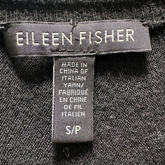 Eileen Fisher Viscose‎ Stretch Knit Colorblock Charcoal Black Sweater Top Sz S - Picture 11 of 12